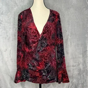 Susan Lawrence Womens XL Babydoll Style Bell sleeves Velvet Fairy Grunge‎ Top